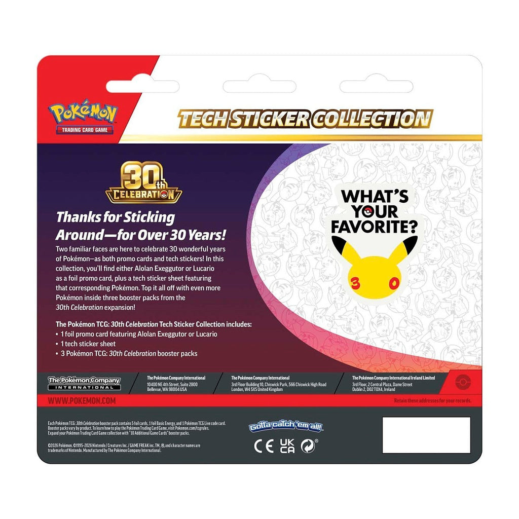 (Preorder) Pokémon 30th Celebration Tech Sticker Collection (Lucario)